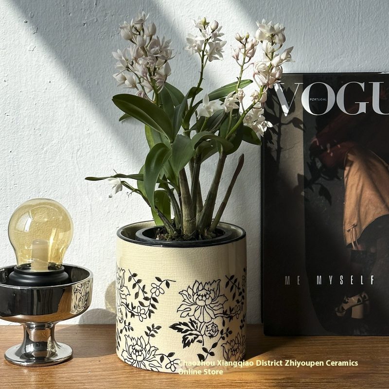 Ceramic Living Room Green Flower Pot - Image 3