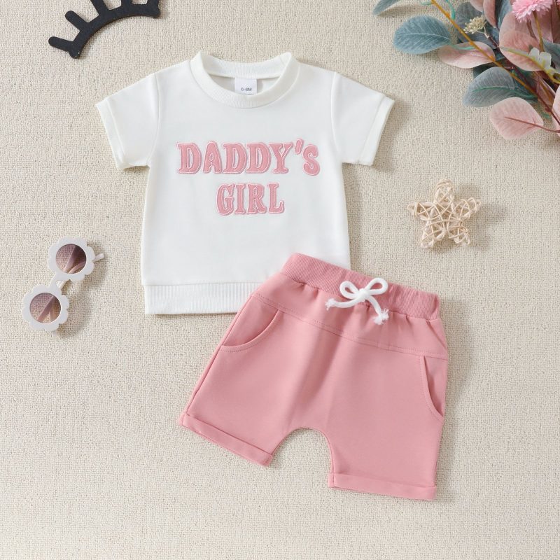 Letter Print Short-sleeve Shorts Set - Image 9
