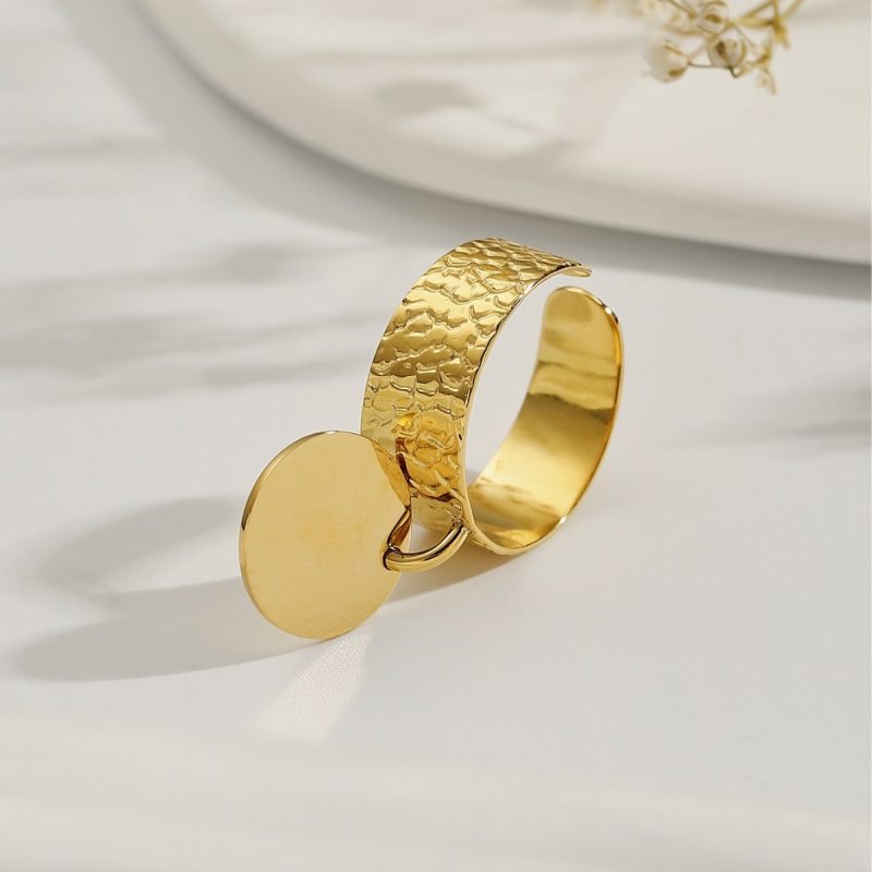 Ins Simple 18K Gold Stainless Steel Pendant Rings - Image 5