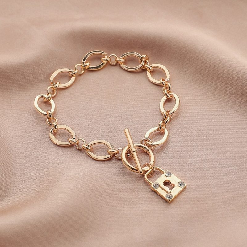 Thick Chain Diamond Padlock Bracelet - Image 5