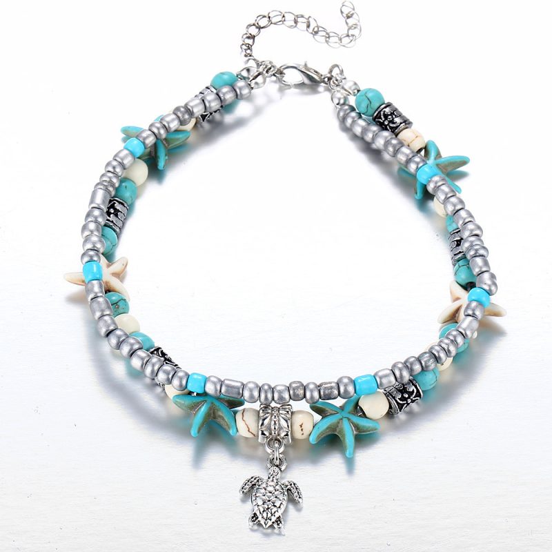 Green Blue Star Fish Beauty Anklet - Image 8
