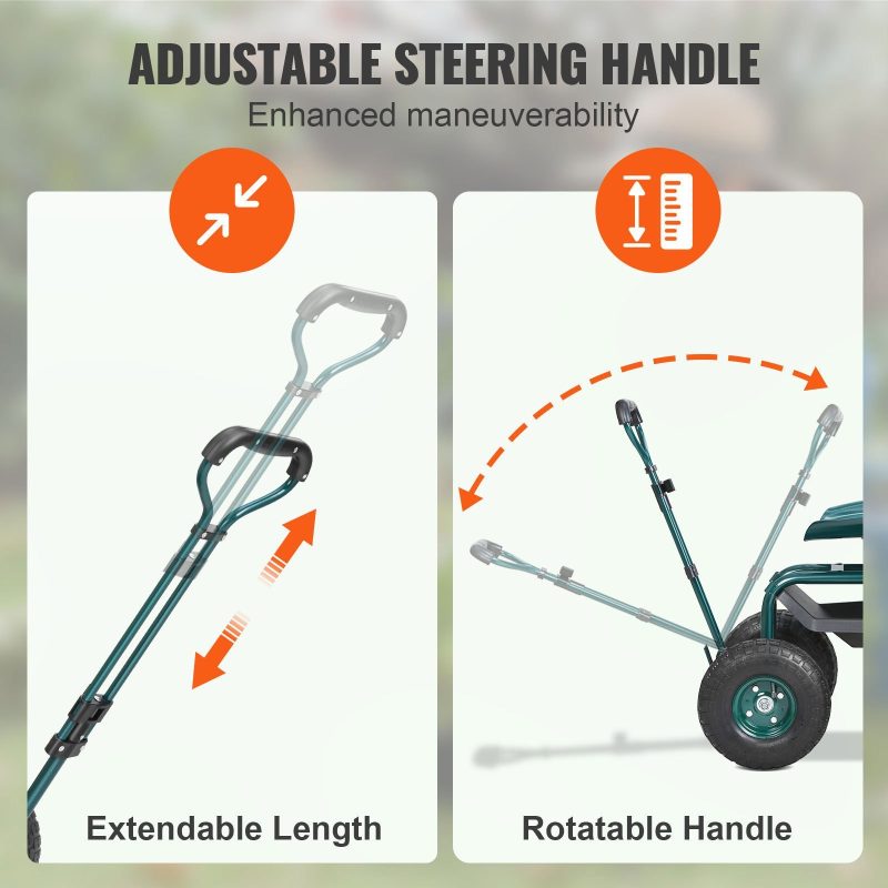 360 Degree Garden Cart Rolling Workseat With Wheel - Image 5