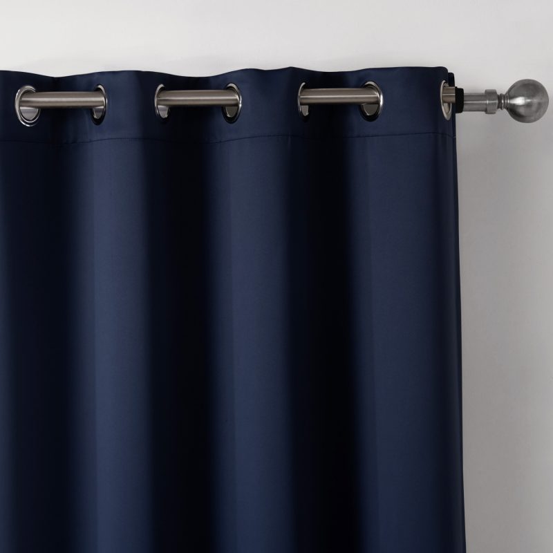 Dark Blue Bedroom Blackout Printed Curtains