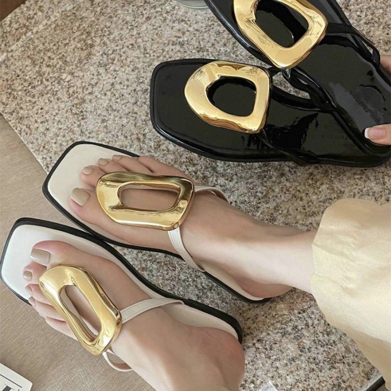 Women's Golden Pendant Bottom Flip-Flops