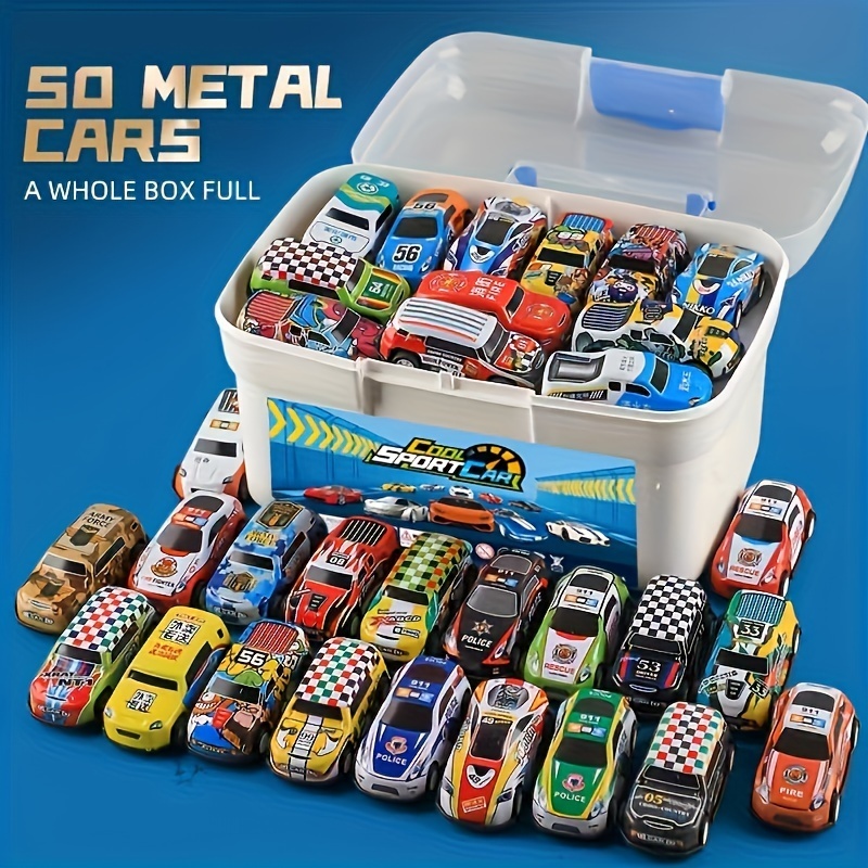 50-Pc Alloy Car Set With Storage Box