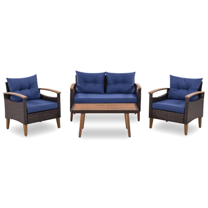 4-Piece Patio Rattan Outdoor Garden Sofa Set - Image 5