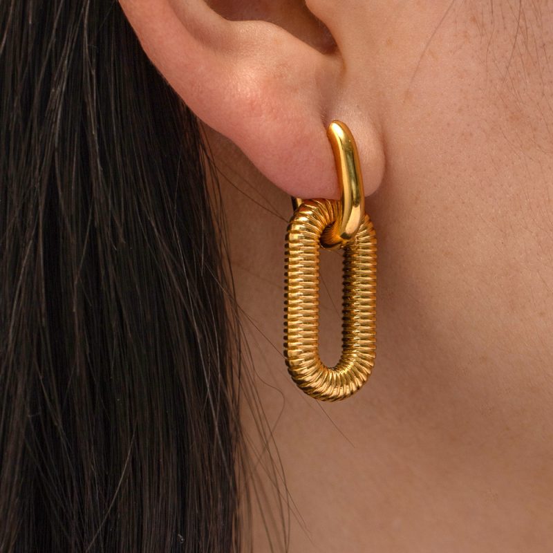 Stainless Steel Chain Dangle Earrings - Image 4
