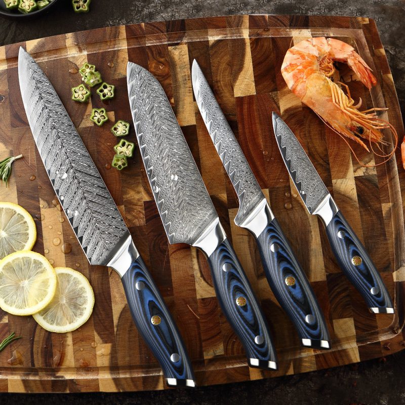 Stainless Steel Damascus Knife Set - Image 3