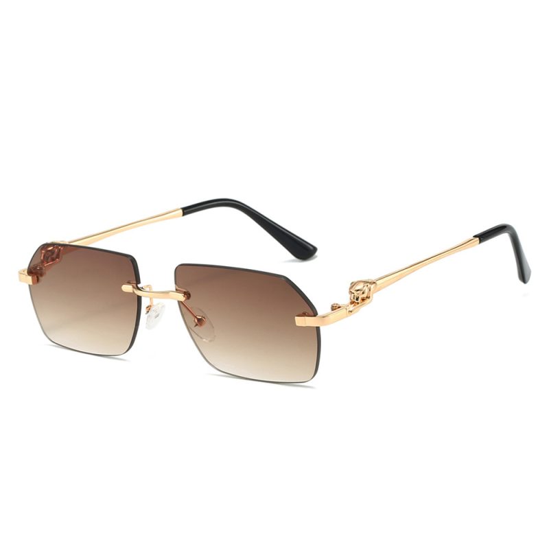 Frameless Trimming Leopard Sunglasses - Image 3