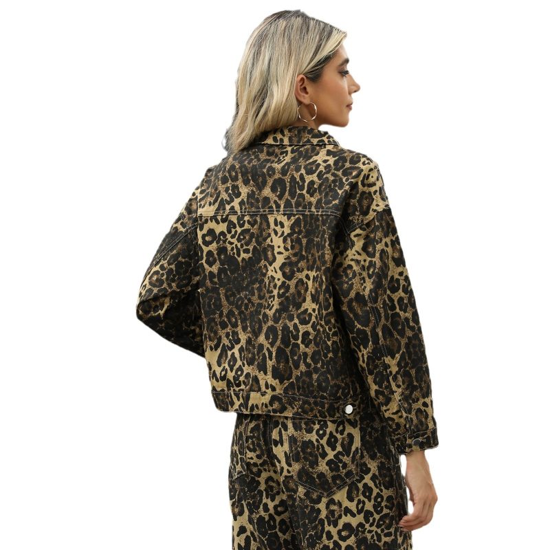Leopard Print Denim Jacket - Image 2