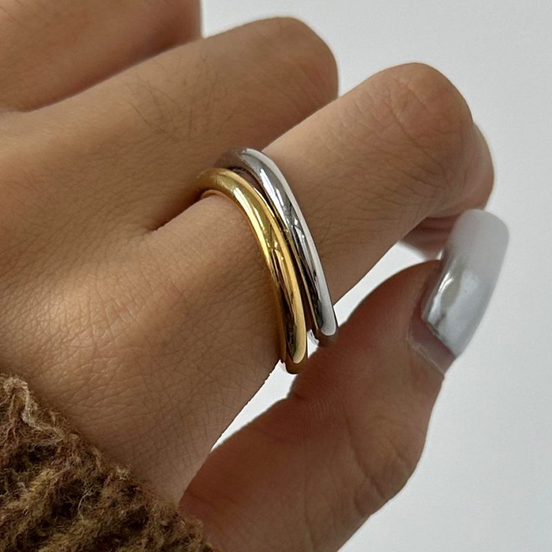 Miley Gold Silver Layered Irregular Rings