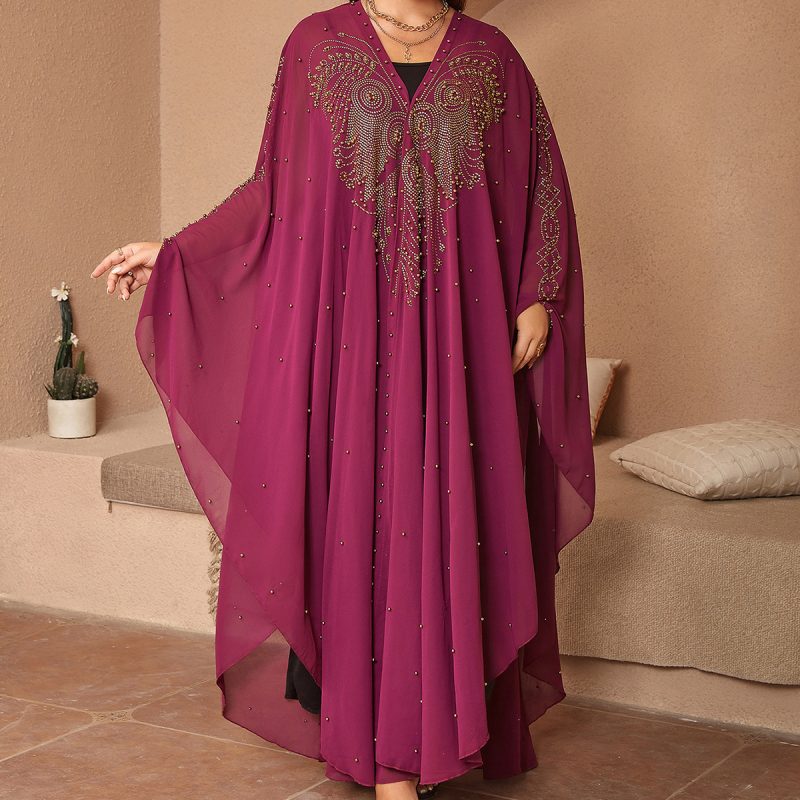 Beaded High Density Chiffon Cape And Shawl - Image 3