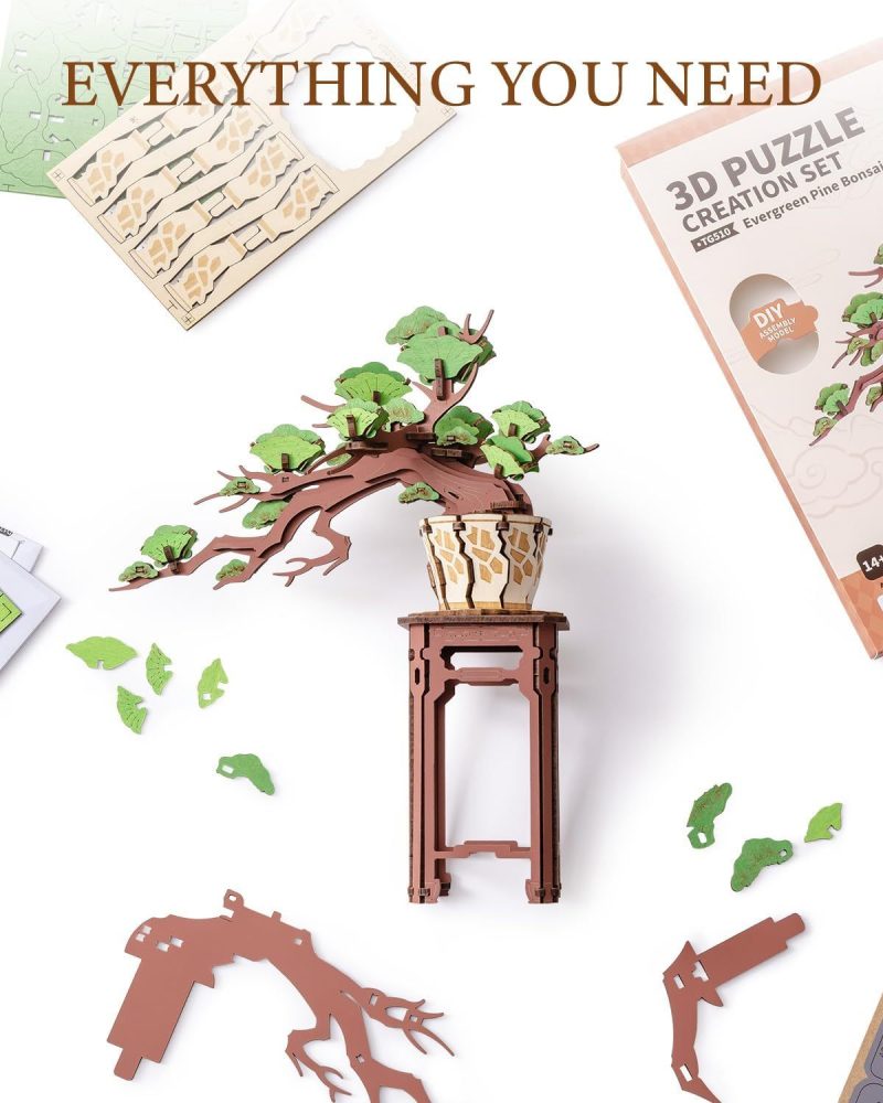 3D Artificial Flower Bonsai Wooden Puzzles