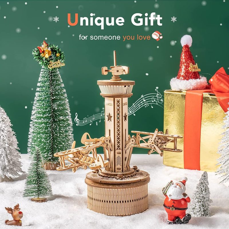 3D Wooden Airplane Musical Box Puzzle - Image 6