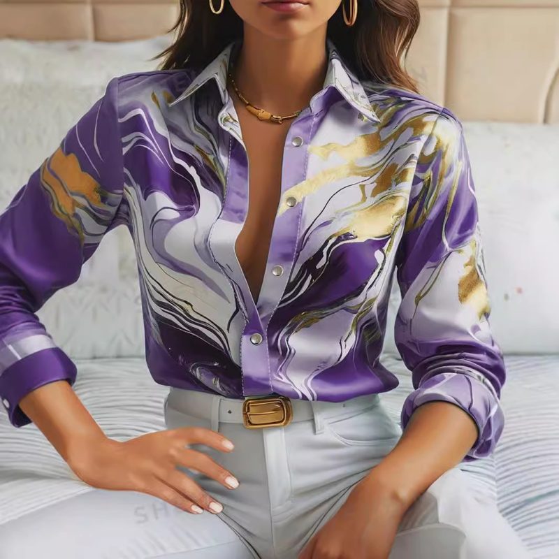 Lapel Loose Button Shirt - Image 2