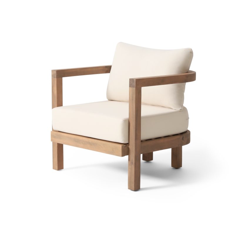 Outdoor Acacia Waterproof Thick Cushion Deep Chair - Image 2