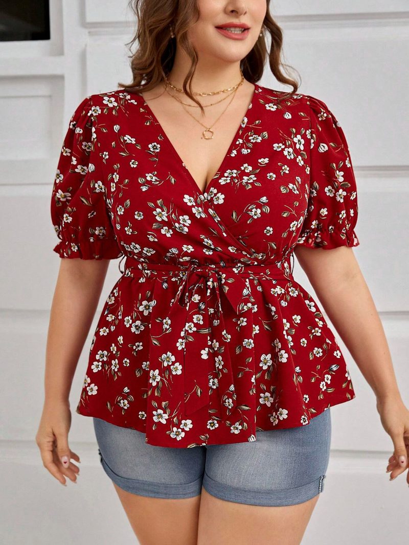 Elegant V-Neck Floral Blouse