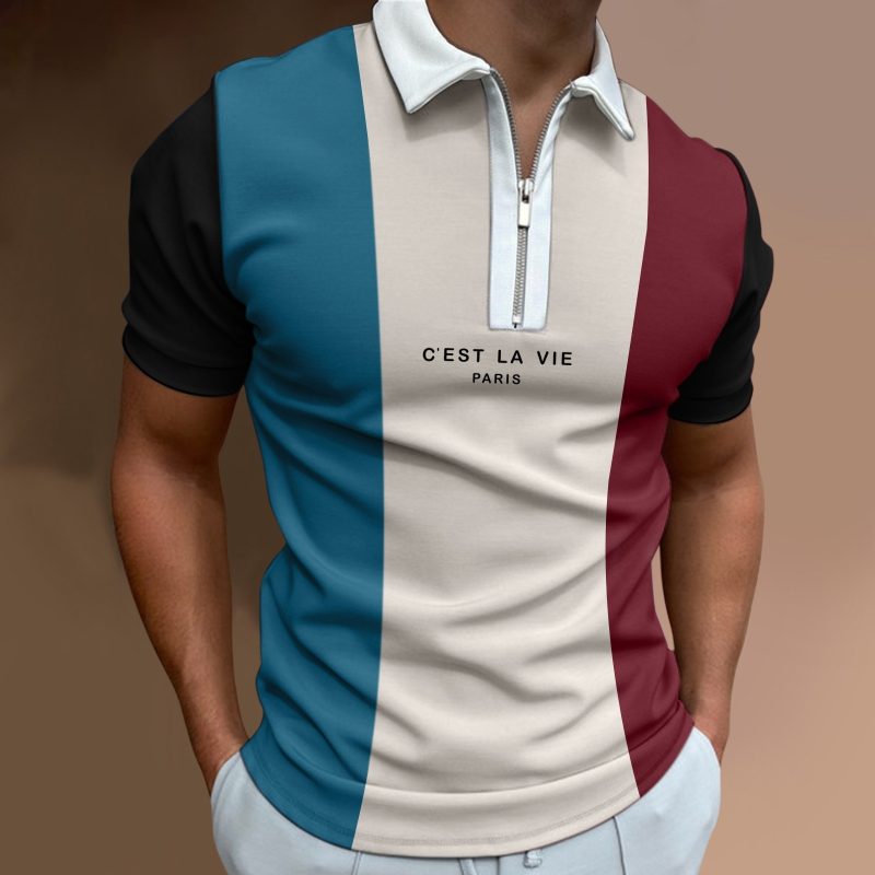 Color Matching Sports Polo Shirt - Image 8