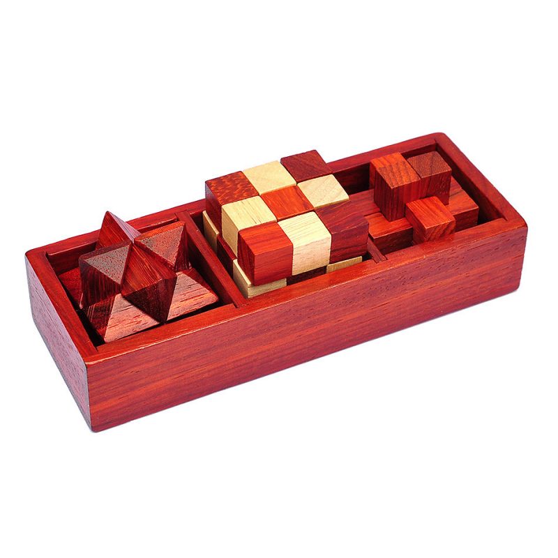 3-In-1 Vintage IQ Wooden Brain Teaser Toy