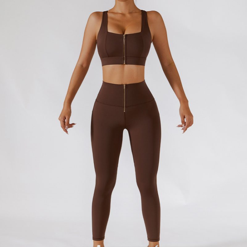 Ribbed One Shoulder Back Bra Yoga Pants Set - Image 6