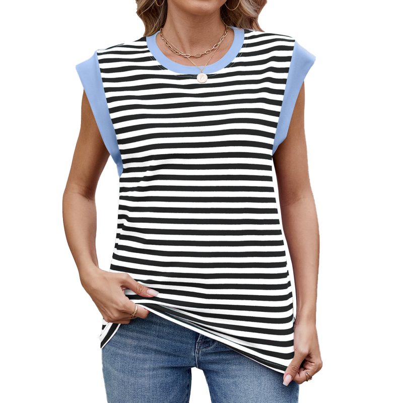 Striped Contrast Color Tops - Image 4