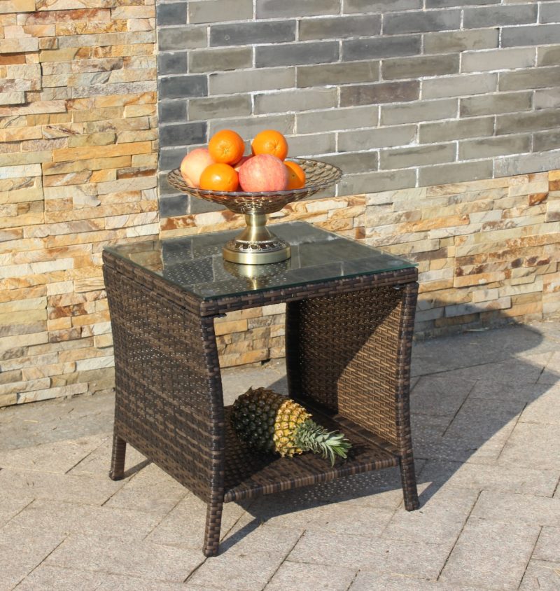 Outdoor Coffee Table With Tempered Glass