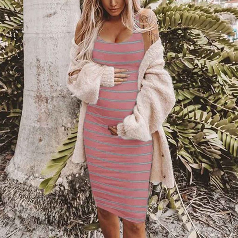 Striped Maternity Vest Dress - Image 2
