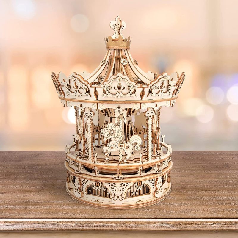 3D Wooden Rotating Romantic Carousel Puzzle - Image 3
