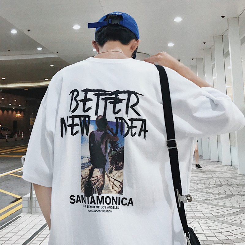 Short Sleeve Men T-shirt Summer Loose Half - Image 2