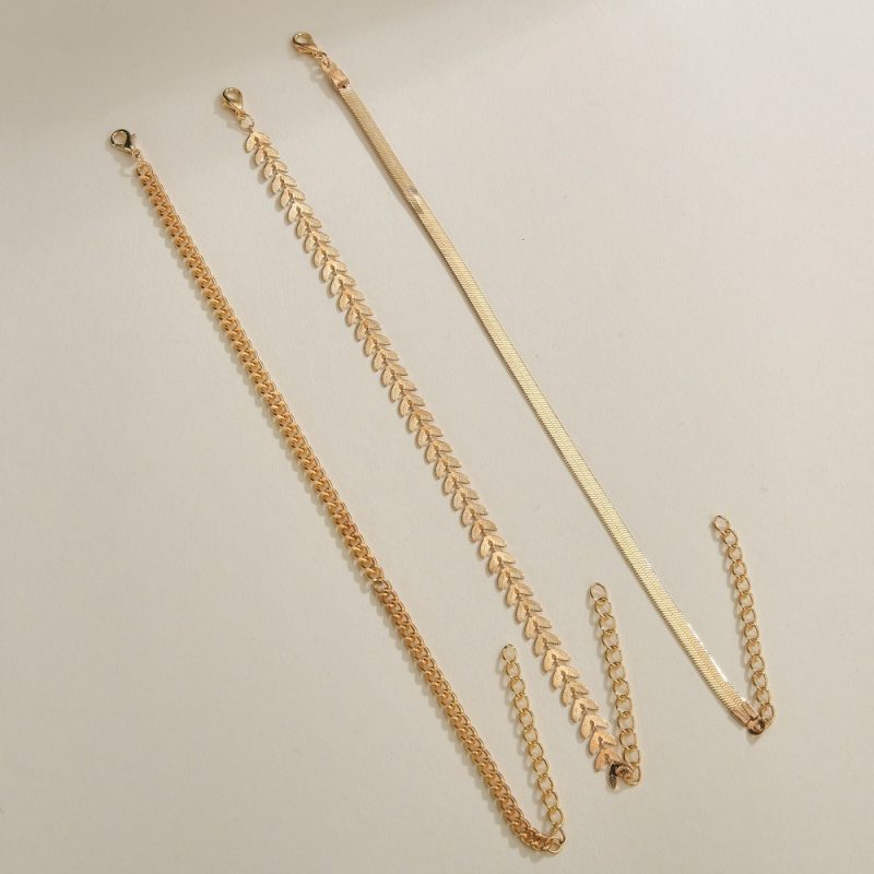 Personalized Retro Metal Chain Leaves Anklets - Image 3