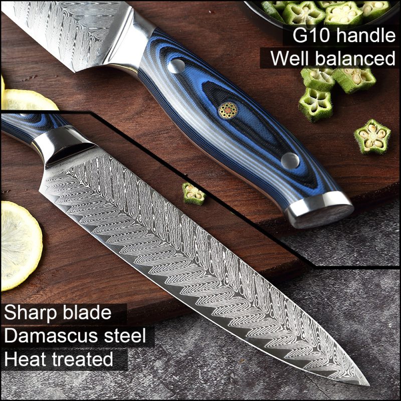 Stainless Steel Damascus Knife Set - Image 5