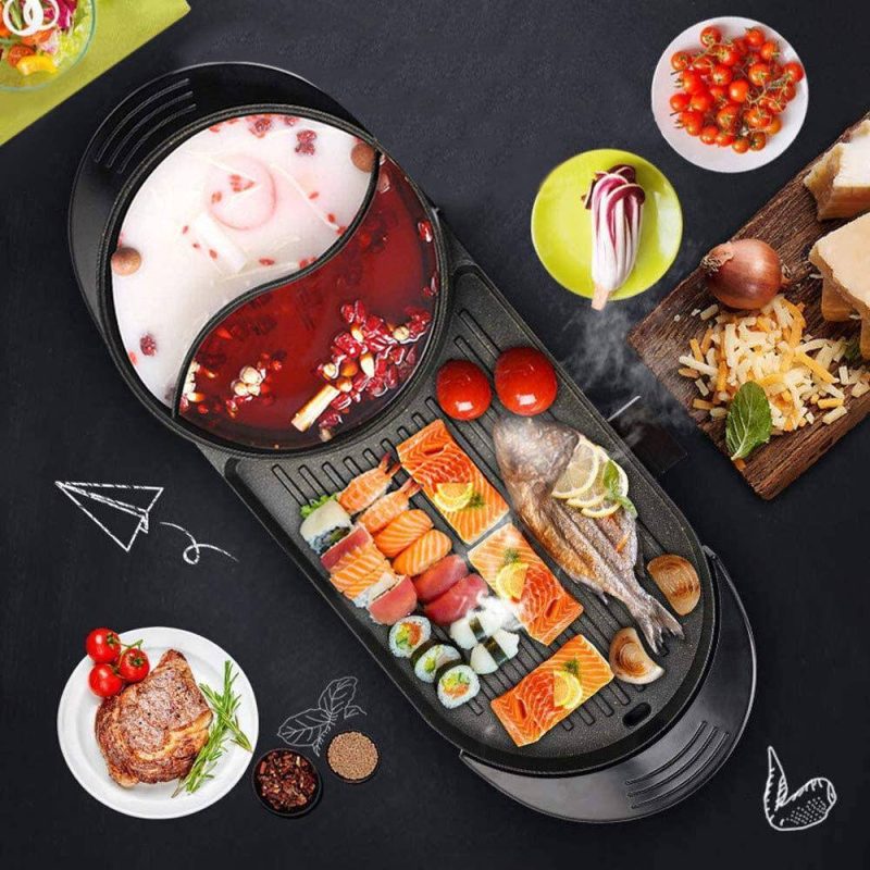Electric 2 In 1 Smokeless Barbecue Pan Machine