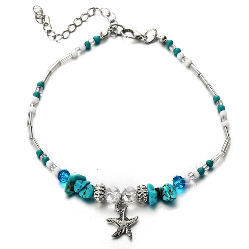 Green Blue Star Fish Beauty Anklet - Image 5