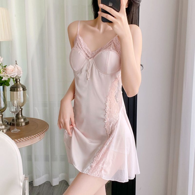 Ice Silk Gown Two-piece Set - Image 4