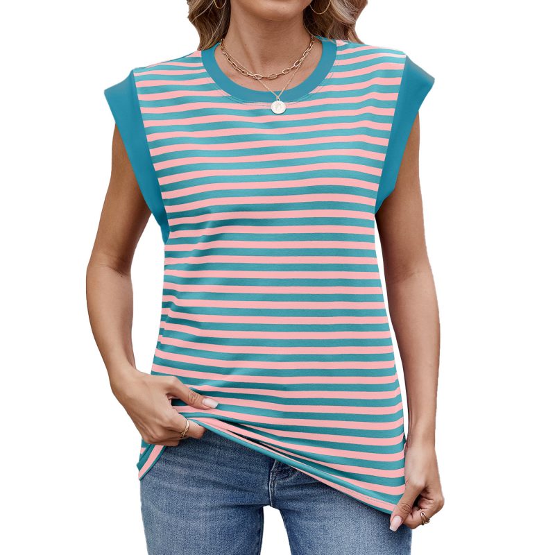 Striped Contrast Color Tops - Image 3