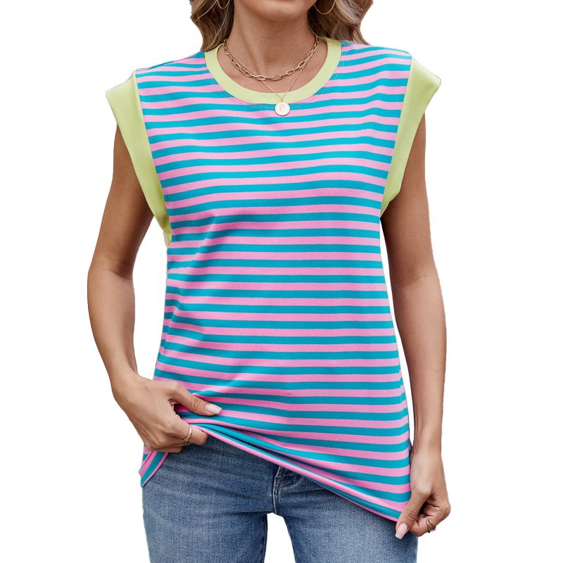 Striped Contrast Color Tops - Image 5