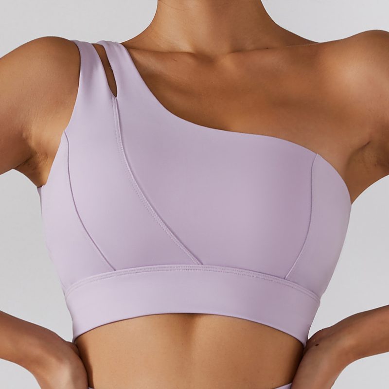 Ribbed One Shoulder Back Bra Yoga Pants Set - Image 10