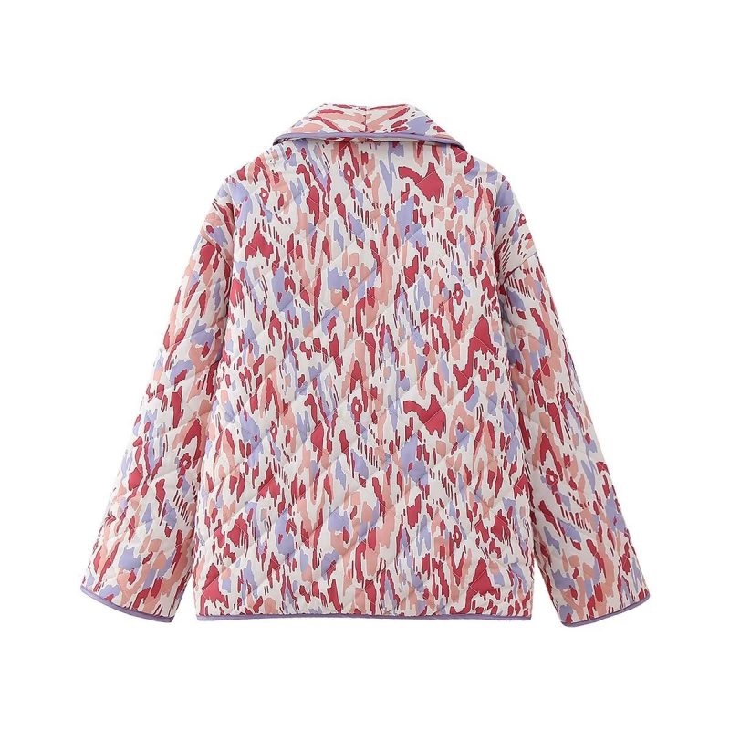 Lapel Print Quilted Jacket - Image 8