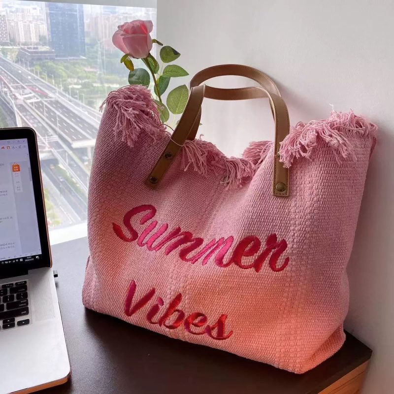 Aesthetic Tote Handbag With Tassel - Image 8