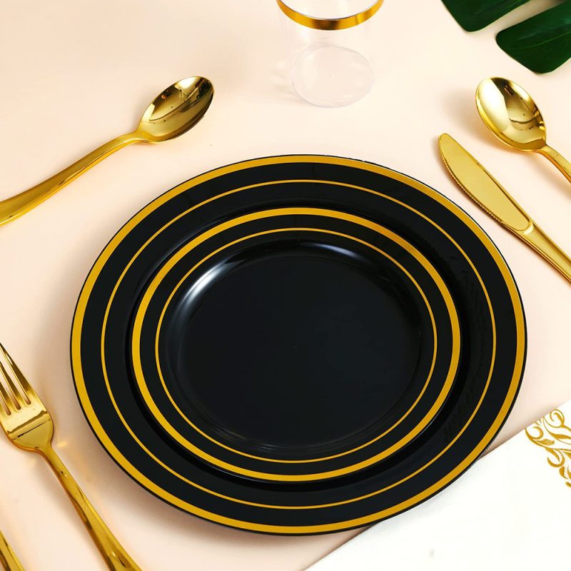 Black Gold Dinner Plate Set