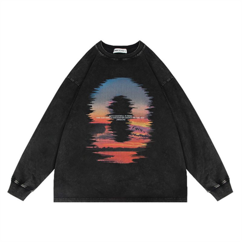 Sunset Printed Loose Sweatshirt Men - Image 10