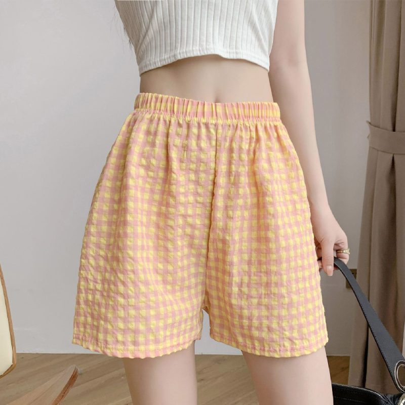 Thin Cotton Silk Plaid Shorts - Image 2