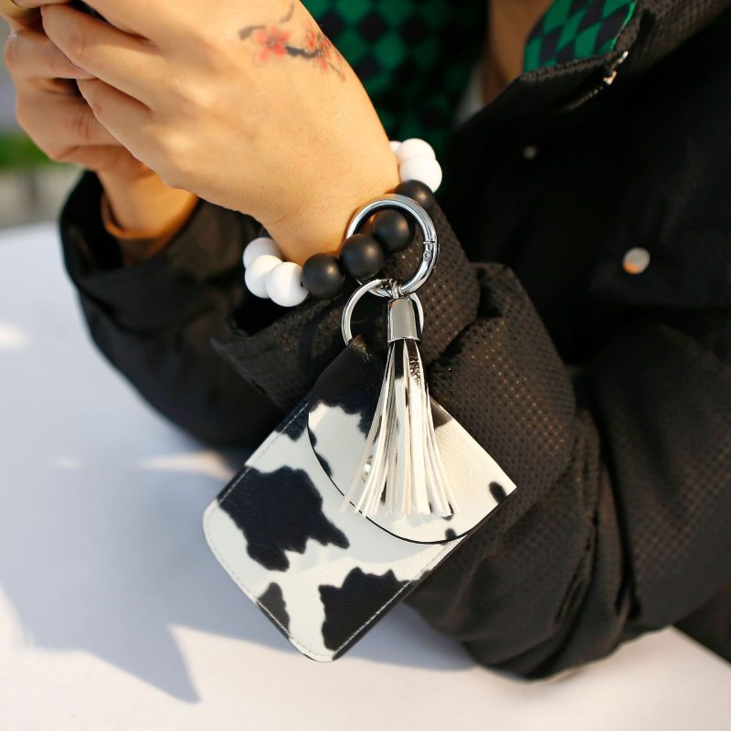 Silicone Bead Wrist Keychain Coin Purse