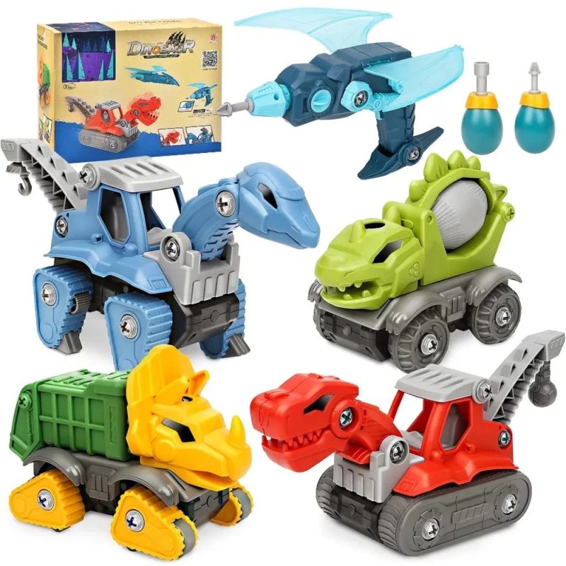 5 Pack Dinosaur Set With Electric Drill
