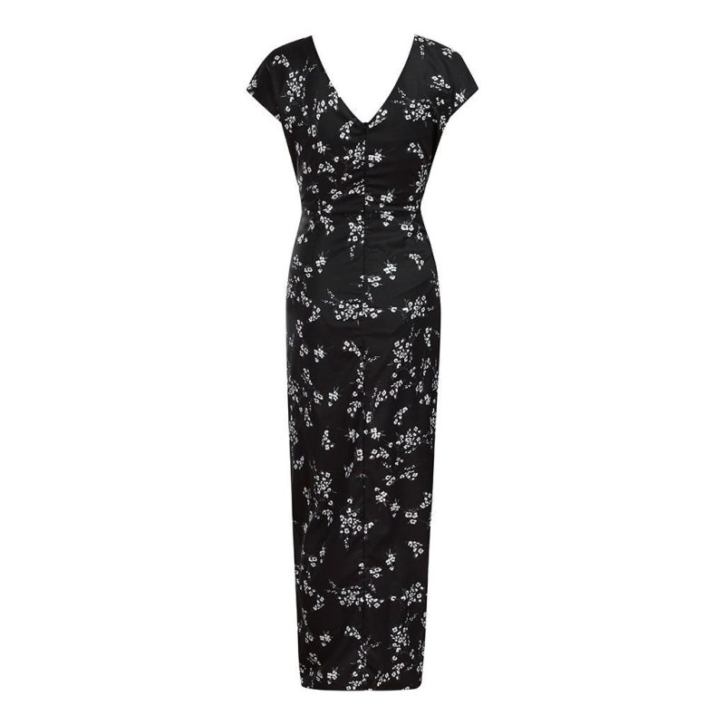 Printed Slim Thin Floral Chiffon Dress - Image 5