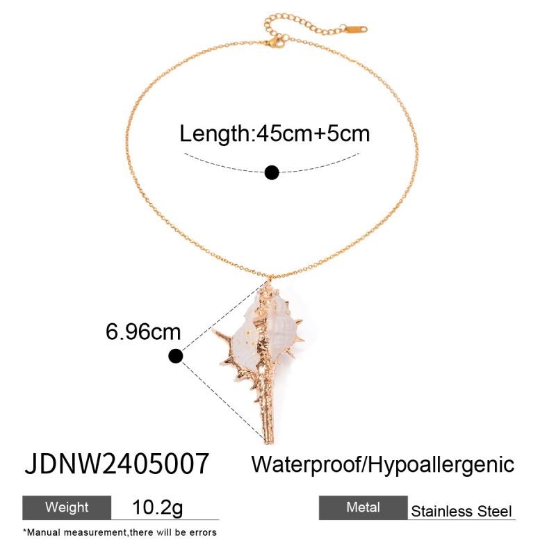 Thin Chain Conch Pendant Necklace - Image 7