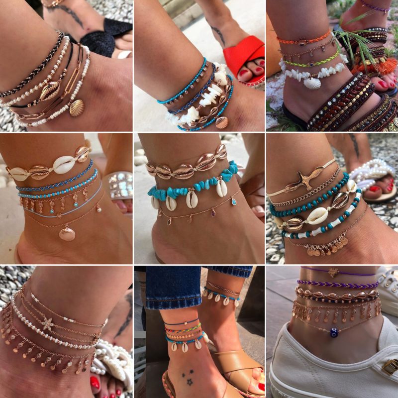 Bohemian Beach Woven Shell Anklets - Image 2