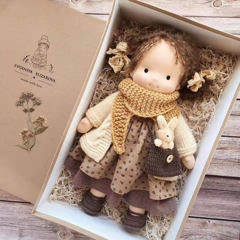 Handmade Golden Curly Girl Plush Doll - Image 2
