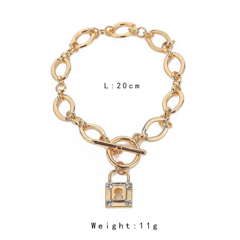 Thick Chain Diamond Padlock Bracelet - Image 3