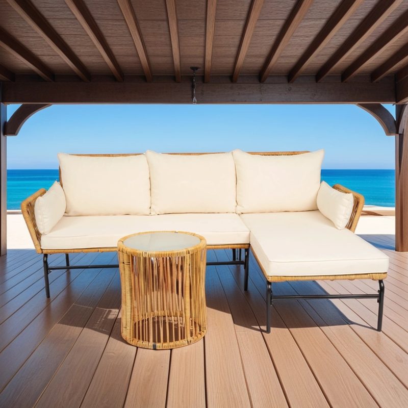 3 Pieces Outdoor Patio Wicker Table And Sofa Chairs - Image 7